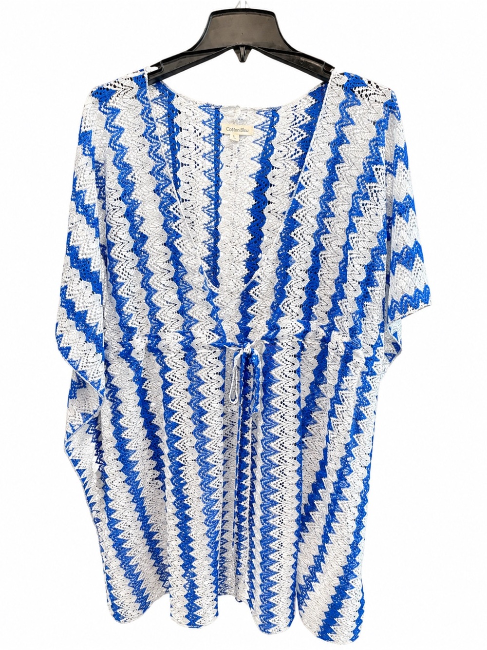 Cotton Bleu Blue & White Crochet Tie-Waist Tunic